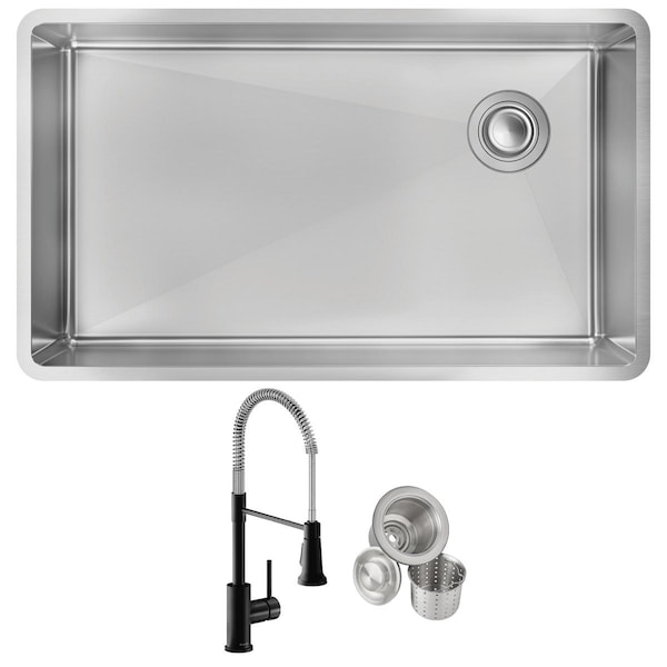 Elkay 18 Gauge Stainless Steel 31-1/2" x 18-1/2" x 9" Single Bowl Undermount Sink and Faucet Kit with Drain ECTRU30179RTFMC - main